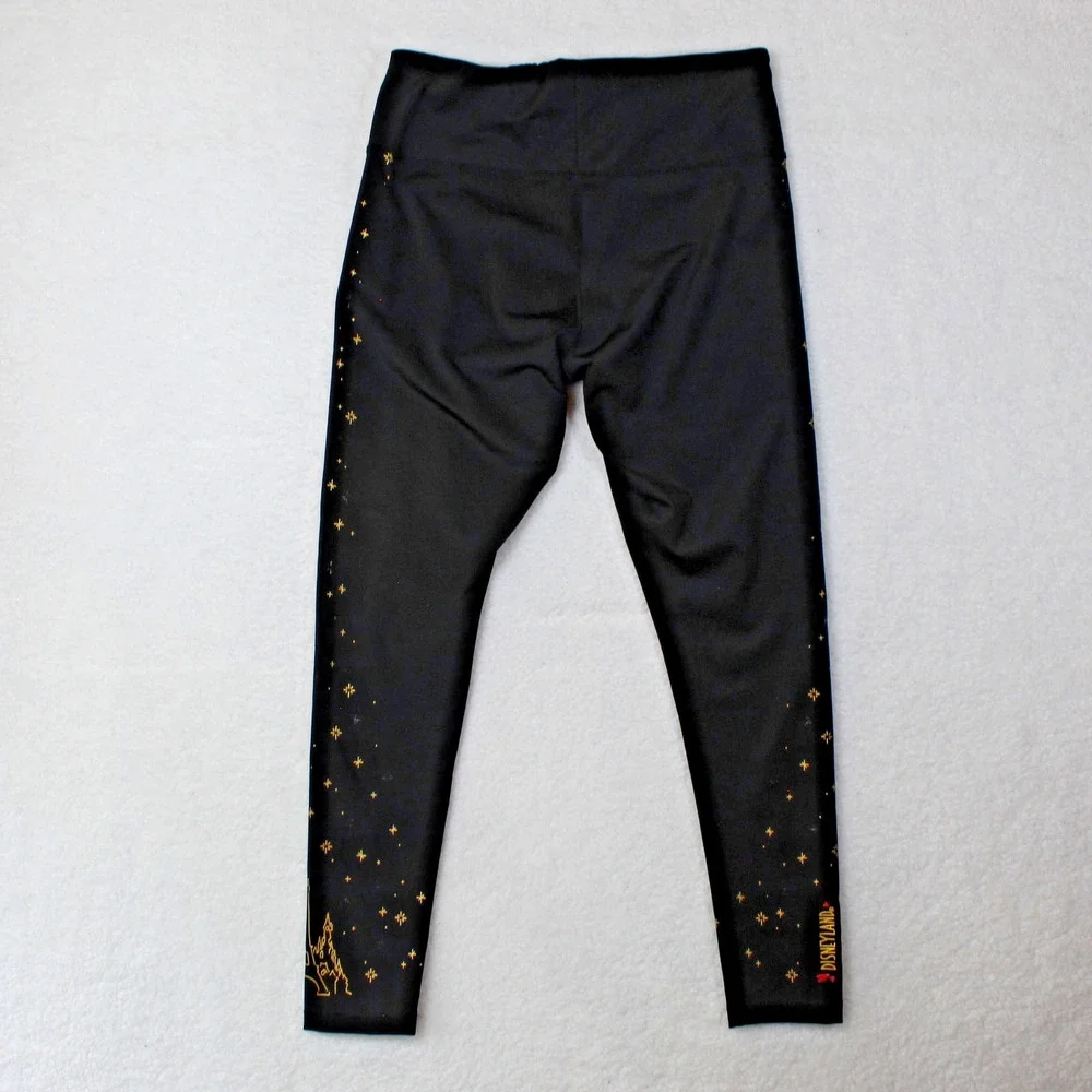 Disney Paris Leggings Eiffel Castle Womens Size Large Black Gold Disneyland - Picture 2 of 6